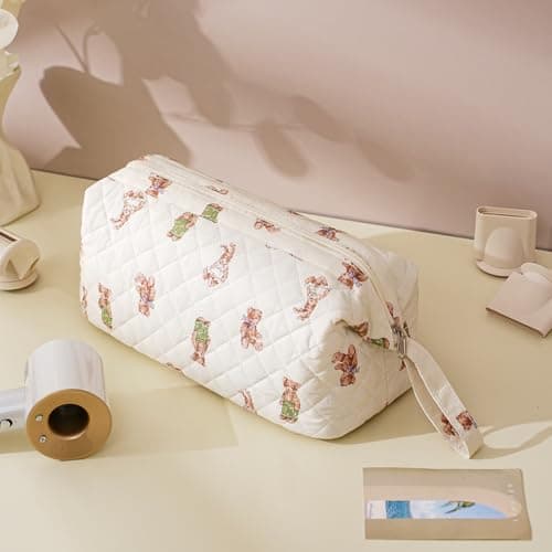 YATFRIK Quilted Hair Tools Travel Organizer Bag, Portable Carrying Case for Hair Dryer & Styling Tools, Cute Travel Hairdryer Bag for Women - Thumbnail 6