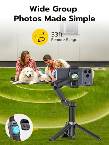 AOCHUAN 3-Axis Gimbal Stabilizer for iPhone w/360° Face Tracking, Smartphone Gimbal w/One-Tap Open Tripod, Gesture Control, Phone Stabilizer w/Magnetic Remote Control & 20" Extension Rod,Smart X3 - Thumbnail 2