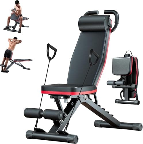 Adjustable Weight Bench for Home Gym, 98% Pre-Assembled, Foldable Gym Bench with Multi-Purpose Incline Decline Flat, Compact Workout Bench for Small Space Apartment Room - Image 1