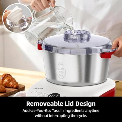 AIZIYO DoughChief, Electric Dough Mixer 7.4Qt with Ferment Function, Dough Maker 304 Stainless Steel Bowl, Microcomputer Control, Face-up Touch Panel, Easy To Clean for Bread & Pizza - Thumbnail 6