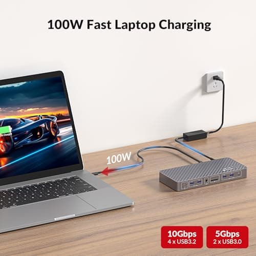 AV Access 8K KVM Switch 2 Monitors 2 Computers for Laptop & PC/Mac mini, 100W USB C Charge for Laptop, Ethernet, KVM Docking Station Dual Monitor 8K@60Hz/4K@165Hz, 4xUSB 3.2, Audio, SD, Remote Switch - Thumbnail 6