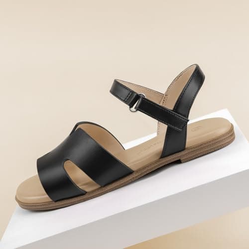 Athlefit Toddler Sandals Girls Dress Sandals Kids Open Toe Flat Ankle Strap School Daily Summer Shoes Black Size 13 Little Kid - Thumbnail 5