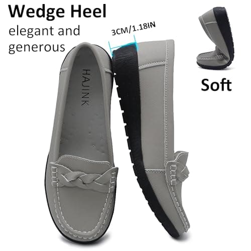 HAJINK Women Loafers Flexible Breathable Slip-On Comfortable Sole Ladies Shoes for Walking (Grey,7.5) - Thumbnail 5