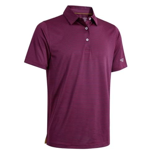 Mens Golf Shirts Moisture Wicking Dry Fit Short Sleeve Performance Sport Stripe Golf Polo Shirts for Men - Image 1
