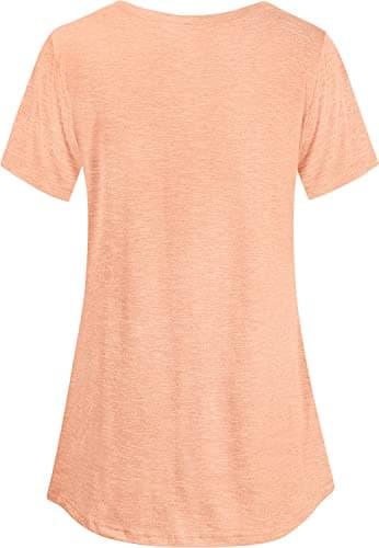 connche Maternity Tops and Blouses, Quinee Women Scoop Neck Cap Sleeve Summer Loose Fashion Nursing Tunic for Leggings Breastfeeding Pumping Clothes Knitting Basic Tee Shirts Coral - Thumbnail 3