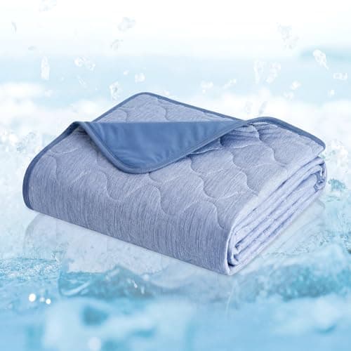 Cozy Bliss Deluxe Leakproof Cooling Blanket for Large Dogs Q-Max 0.5, Soft & Durable Washable Pet Cooling Mat for Hot Weather, Livingroom, Couch & Bed Protector for Cats, Haze Blue, 40"x60"