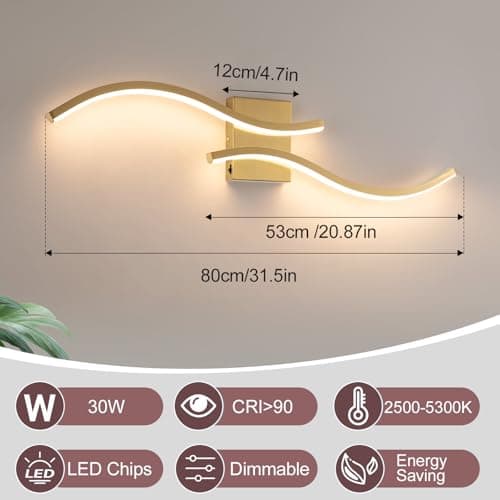 Vloitgol Bathroom Vanity Light Fixture, 31.5W 5CCT Dimmable Modern Led Bathroom Light Fixtures Over Mirror,Gold LED Vanity Lighting Bar for Bathrooms (Gold, 31.5inch) - Thumbnail 6