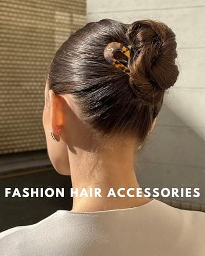 2 PCS Personalized Initial French Hair Pin for Women 5.1 Inch, Monogram Tortoise Shell Acetate U Shaped Hair Fork 2 Prong Chignon Pin Hair Accessories Birthday Gifts - Thumbnail 3