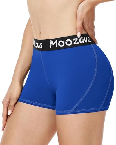 Moozava Volleyball Shorts Womens - 3"/5"/8" Compression Spandex Shorts for Women Biker Workout Yoga Athletic Running Royal Blue M - Image 1