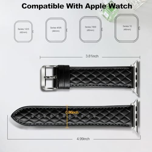 Women Genuine Lether Watch Band for Apple Watch, Dressy Soft Leather Watch Strap for Small Wrist, Compatible with Apple Watch Series 11 10 9 8 7 6 SE Ultra 3 2 1 38mm 40mm 41mm 42mm 44mm 45mm 46mm 49mm - Thumbnail 4