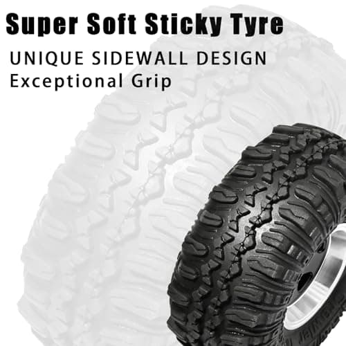 RcThjia 1.0 Beadlock Wheel Soft Tire Set RC Upgrade Part for Traxxas 1/18 TRX4M 1/24 RC Crawlers car Axial SCX24 FMS FCX24 Gladiator Bronco C10 JLU Deadbolt B17 Upgrade.(4Pcs/Set) - Thumbnail 3
