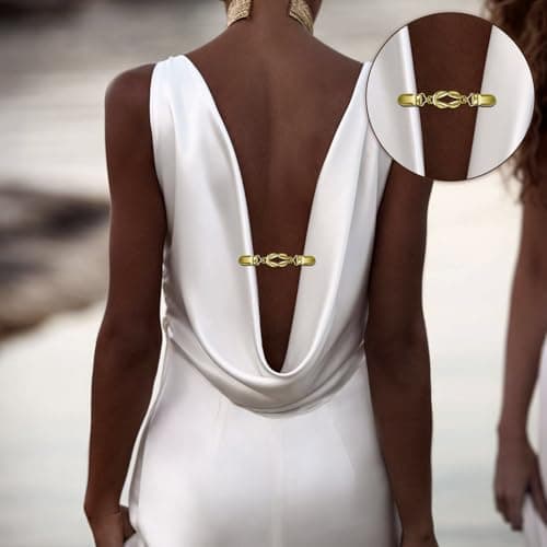 yuboo 4 Pcs Vintage Sweater Clips for Cardigans, Retro Dress Cinch Clip Back, Metal Shirt Waist Tightener for Women Mother's Day, Shawl Clips and Fasteners Set Gifts - 4 Colors - Thumbnail 4