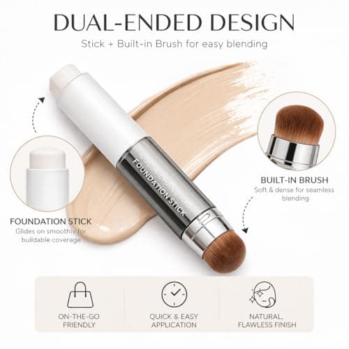 Korean Color Changing Foundation Stick, Cream Stick White Foundation, 3-in-1 Primer Foundation Concealer, Medium to Full Coverage, Self-Adjusting Skin Tone, Natural Finish - Thumbnail 6