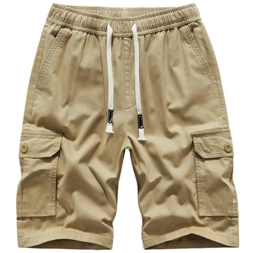 Msmsse Men's Hiking Cotton Cargo Shorts Summer Workout Casual Shorts with Multi Pockets Khaki US 38 - Image 1