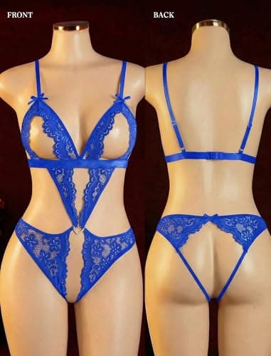 Avidlove Women Lingerie Lace Bodysuit Royal Blue - Thumbnail 3