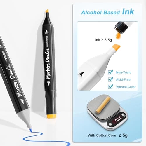 DTXDTech Alcohol Markers 80 Colors,Chisel & Fine Dual Tip Marker Set for Adults,Permanent Markers Pens Coloring Alcohol Marker Perfect Halloween Christmas Gift for Painting Coloring Sketching - Thumbnail 3
