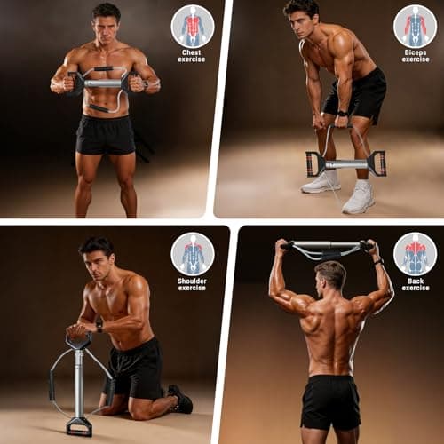 Chest Workout Equipment Arm Trainer - Adjustable 4 Resistance Levels (26-90 lbs) Forearm Muscle Train Exerciser Strengthener for Men & Women, Ergonomic Home Gym Strength Trainer with Anti-Slip Handles - Thumbnail 6