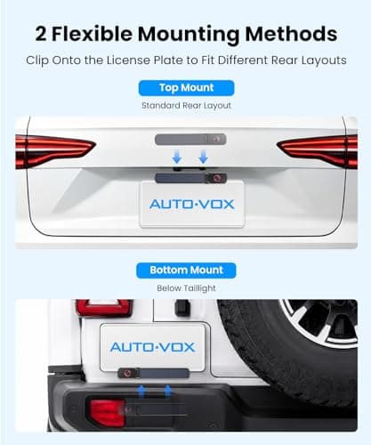 AUTO-VOX 6 Inch Solar Backup Camera Wireless: 1 Minute Install, 16:9 1080P HD Monitor, Dual Channel Split Screen, Clear Live View, DVR Recording, IP69K Waterproof Back up Camera for Car,Truck, Trailer - Thumbnail 3