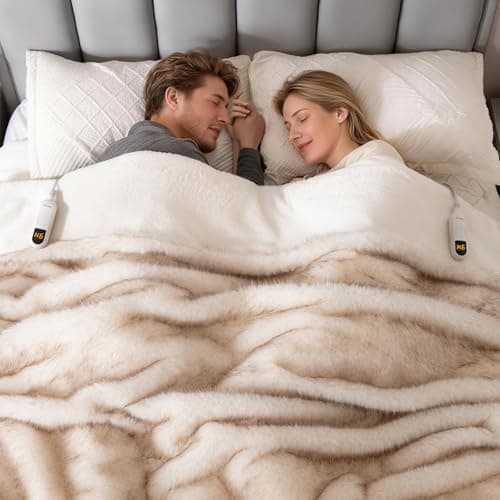 Bearhug Heated Blanket Queen Size 84" x 90", Luxury Faux Fur Electric Blanket with Dual Controllers, Ultra Plush Heating Blanket with 10 Heat Levels, 9H Auto Shut Off, ETL Machine Washable - Image 1