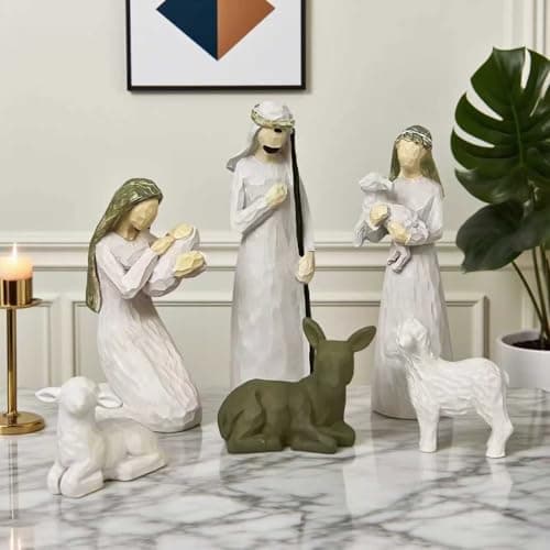 LIVINGBELL Christmas Nativity Scene Set Holy Family Ornament Statue - Thumbnail 4