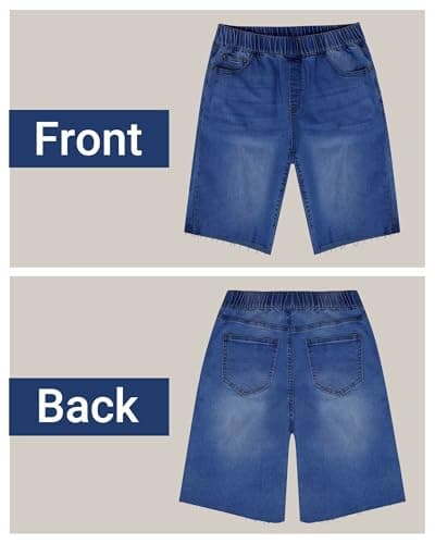 Women Jean Shorts Women Booty Lifting Jeans Blue Denim Plus Size Long Jean Shorts Dressy Casual Shorts - Thumbnail 5