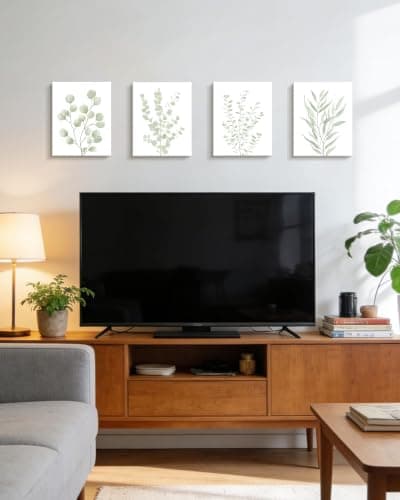 Drsoum Botanical Plant Framed Wall Art Boho Wall Decor for Bathroom Sage Green Eucalyptus Leaf Prints Minimalist Aesthetic Ready to Hang Set of 4, 8x10 in (Framed) - Thumbnail 5