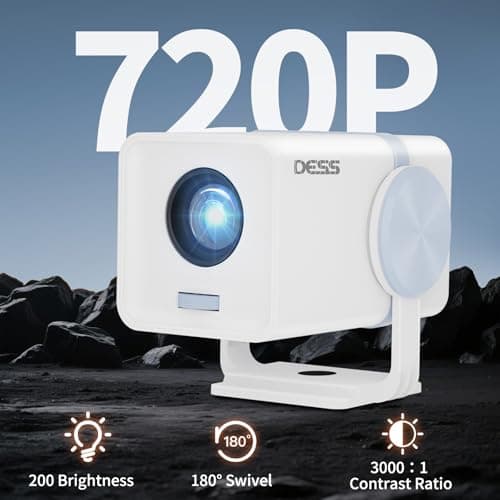 Mini Projector with WiFi and Bluetooth, Portable Outdoor Projector , 180° Rotatable Small Movie projector, Auto Keystone, Built-in Apps, Android 13 Smart Projector, Dess T1 - Thumbnail 2