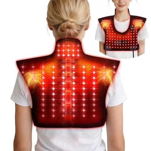 SUHZF Red Light Therapy for Neck and Shoulders, 165 LEDs Infrared Light Therapy Wrap for Home/Office, 5 Levels & 9 Timer Infrared Heating Pad for Neck, Shoulder, Chest, Upper Back - Image 1