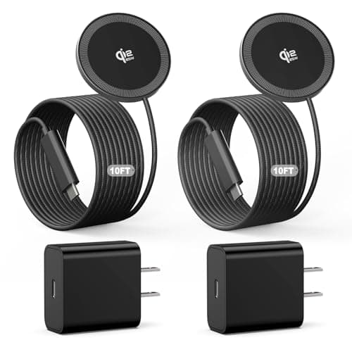 2Pack Magnetic Wireless Charger 25W Fast Charger for iPhone 17/16/15/14/13/12 Series & AirPods, Portable Wireless Charging Pad for Travel Home Office Desk, 10FT-Black with Plugs