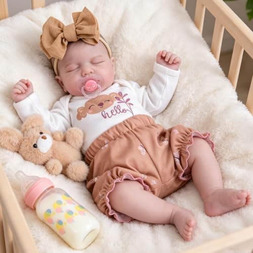 Milidool Lifelike Reborn Baby Dolls-20 Inch Realistic Newborn Baby Dolls, Soft Poseable Cloth Body Real Life Baby Dolls Silicone with Accessories Toy for for 3+ Year Old Girls Gifts, Pretend Play - Image 1
