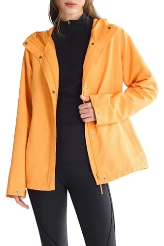 Orolay Women's Lightweight Outdoor Jacket Hooded Packable Softshell Raincoat Travel Water-repellent Breathable Hiking Windbreaker Orange Large