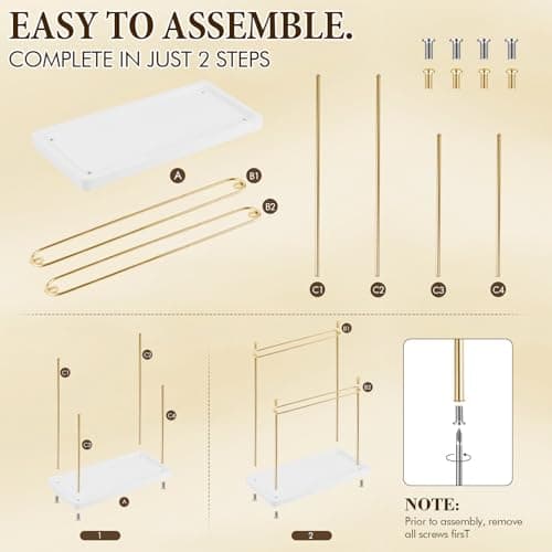 Himake Sunglasses Organizer Glasses Holder Stand for 28 Pairs of Eyewear, 2 Tier Eyeglasses Display ,Gold Sunglass Storage Rack Metal Frame with Wood Base for Table Desk Countertop Dresser Bedroom - Thumbnail 6