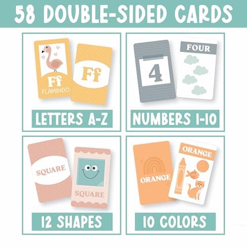 Hadley Designs Alphabet Flash Cards for Toddlers 1-3 - Preschool Learning Activities, Number Color Shapes & ABC Flash Cards for Toddlers 1-3, Daycare Essentials, Homeschool Supplies, Kids Easter Gifts - Thumbnail 3