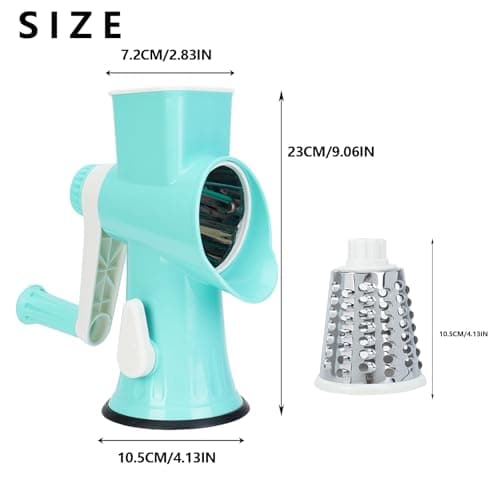 Rotary Cheese Grater with Handle-Versatile Cheese Grater Non-Slip Suction Base,Cheese Shredder & Food Slicer for Cheese,Carrots, Cucumbers,Nuts-Compact & Easy Clean Kitchen Kitchen Tool (blue) - Thumbnail 6
