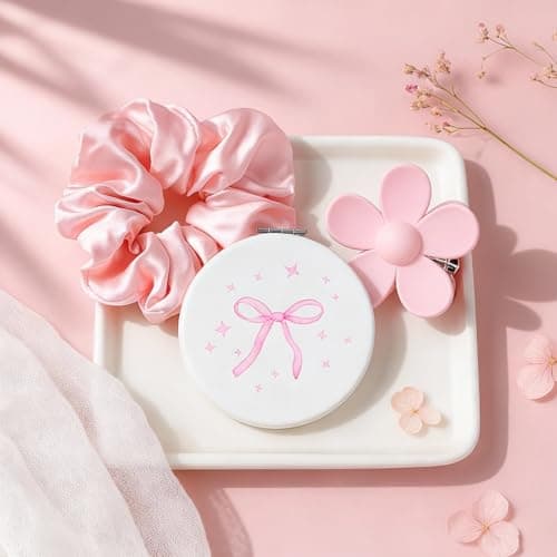 LANGASQUE Birthday Gifts for Women Teen Girls, Happy Birthday Gift Baskets for Women, Coquette Pink Bow Glass Cup Gift Box Set, Chrismas Gifts for Daughter Sister Wife Girlfriend Mom - Thumbnail 4