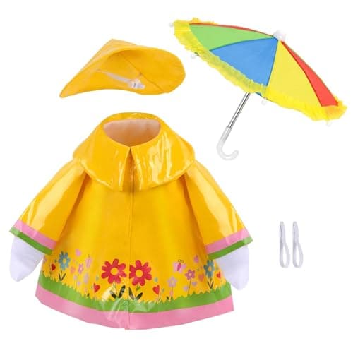 yuboo Summer Porch Goose Outfit for 23 Inch Cement Goose,Yellow Raincoat Goose Clothes with Rainbow Umbrella,Hat, Garden Costume for Lawn Porch Yard Outdoor Decor - Thumbnail 4