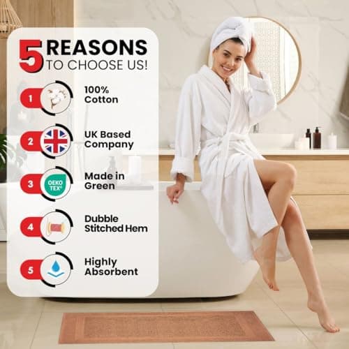 Infinitee Xclusives Premium Cotton Bath Mats for Bathroom – Pack of 2 | 34x22 Inches | Ultra Soft, Super Absorbent, Non-Slip, Machine Washable Mats (Cosmic Sand) - Thumbnail 3