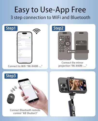 FLATIC Selfie Monitor Screen for iPhone & Android, 2000mAh Back Camera Vlog Selfie Monitor with Bluetooth Remote, Speaker, 3-Level Brightness, 4K/30FPS Wireless & Wired Recording, No Delay - Thumbnail 3