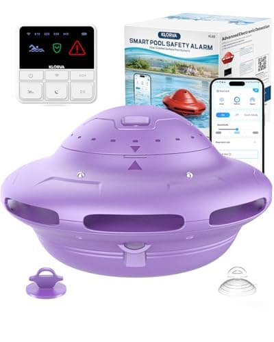 Smart Pool Alarm with App for Inground & Above Ground Pools, Adjustable Sensitivity Water Detection Alarm up to 20x40ft, 85dB+ Safety Alerts for Kids, Pets & Accidental Entry(Purple) - Image 1