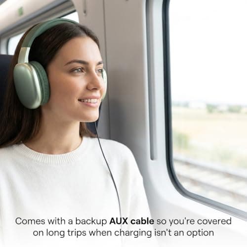 iJoy Ultra Wireless Over-Ear Bluetooth Headphones with Mic, Bluetooth Headset with Backup Wire & SD Slot, Wireless Headphones for Work, School & Gym (Green) - Thumbnail 6