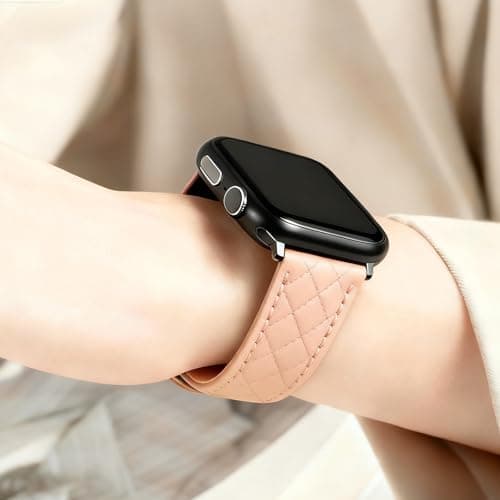 Women Genuine Lether Watch Band for Apple Watch, Dressy Soft Leather Watch Strap for Small Wrist, Compatible with Apple Watch Series 11 10 9 8 7 6 SE Ultra 3 2 1 38mm 40mm 41mm 42mm 44mm 45mm 46mm 49mm - Thumbnail 2
