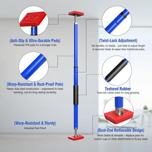 3-H Cabinet Jacks for Installing Cabinets, Thickened All-Steel Adjustable Support Pole with Twist-Lock Mechanism, Heavy-Duty Third Hand Tool, Blue, 27.5"-43" 1pc - Thumbnail 3