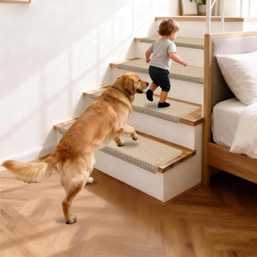 Bullnose Carpet Stair Treads, 14Pack - 29.5"x9.5"x1.5" Stair Treads Non-Slip for Wooden, Peel and Stick Stair Runner, Edging Stair Protectors, Pet Friendly, Washable (14, Two-Tone) - Thumbnail 3
