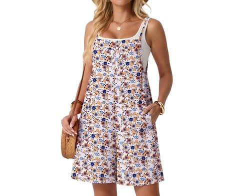 Lepunuo Rompers for Women Summer Casual Jumpers Boho Short Jumpsuits Overalls with Pockets Vacation Outfits - Image 1