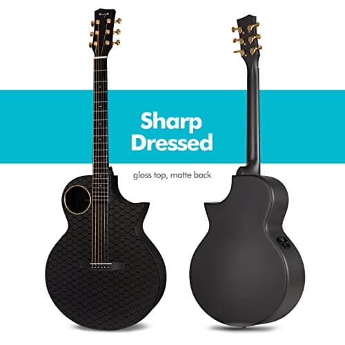 Enya X4 PRO Carbon Fiber Acoustic Electric Guitar, 41-Inch Full Size Cutaway Design, AcousticPlus Pickup System with Built-in Effects & Tuner, Includes Deluxe Hard Case, Leather Strap, Cable - Thumbnail 2