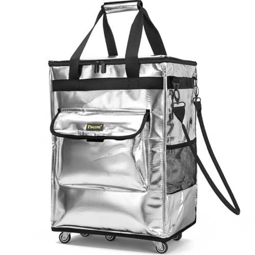 BALEINE Reusable Grocery Bags on Wheels, Rolling Tote Bag, Shopping Trolley, Large Backpack Shopping Carts for Groceries (16"x11.5"x23.5", Silver) - Image 1