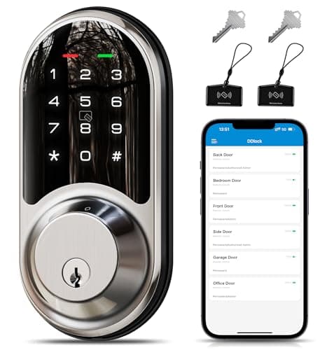 Veise RZ06 Smart Lock for Front Door with App Control, Keyless Entry, Electronic Digital Deadbolt with Touchscreen Keypad Set, Smart Deadbolt, Auto Lock, Easy Installation, Satin Nickel - Image 1
