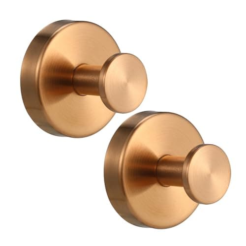 Fenas Suction Cup Hooks for Shower No-Drill Bathroom Hooks for Towels, Robes, Loofah Mountable on Bathroom Walls, Kitchen, Glass, Mirrors, Tile and Smooth,Non-Porous Surfaces (2, Champagne Bronze) - Image 1