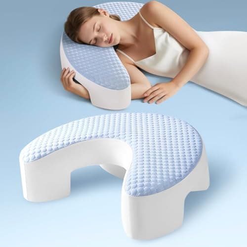 Baigee Side Sleeper Pillow for Adults with Arm Hole – Pillow for Side Sleepers to Improve Breathing, Relieve Neck, Shoulder and Knee Pain, Reduce Facial Compression (Blue,17"x21") - Image 1