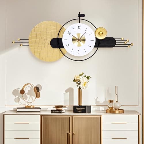 AXAORIRA Housewarming Gift Idea: 47x19 Inches Large Modern Silent Wall Clock Battery Operated, Non-Ticking Quartz Decorative Analog Clocks for Living Room, Bedroom, Hallway, Entryway, Office - Thumbnail 4